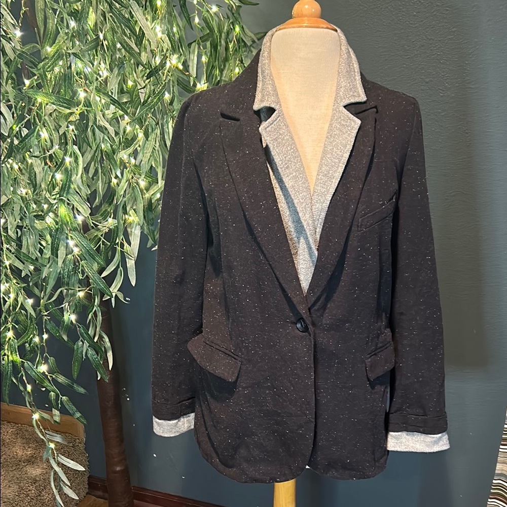 Women's Black Blazer with Gray Accents